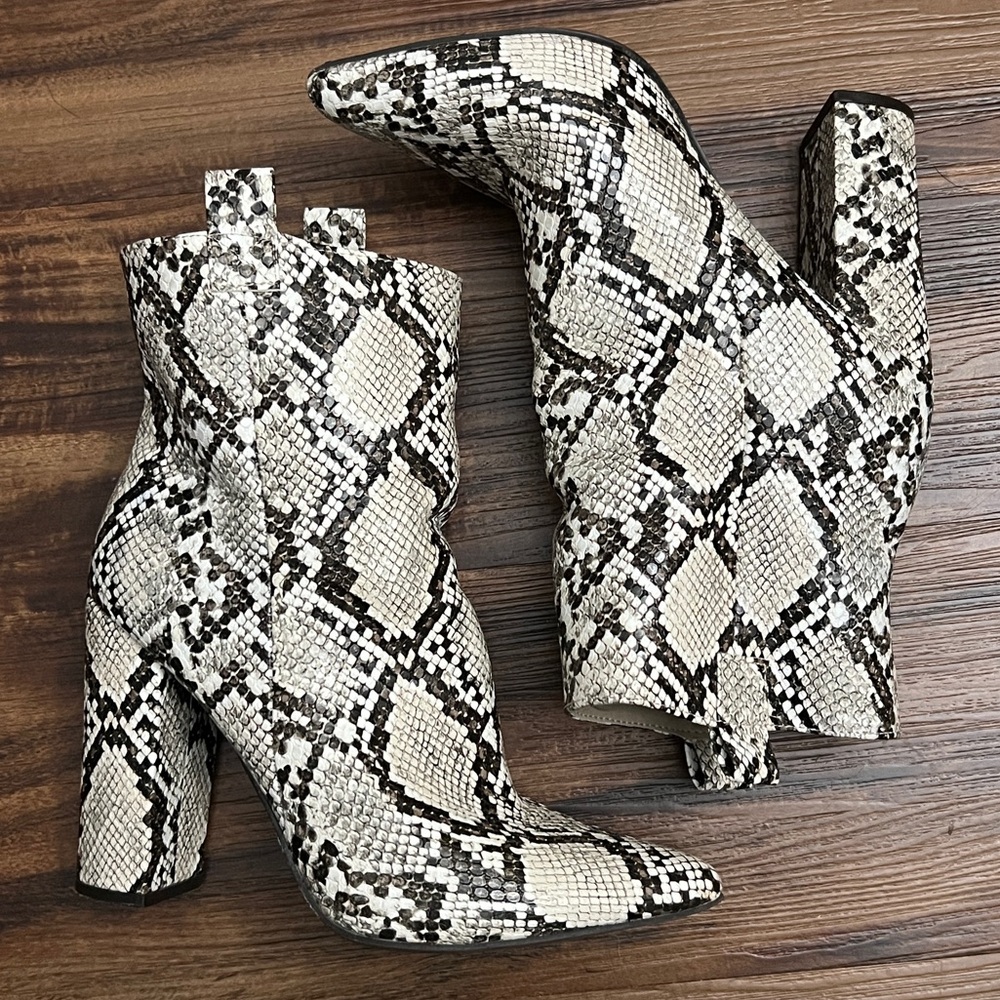 Talia Snakeskin Block Heeled Boot